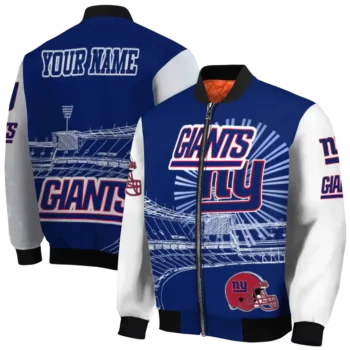 custom new york giants ferris arena blue white bomber jacket fashion forward