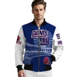 custom new york giants ferris arena blue white bomber jacket best selling