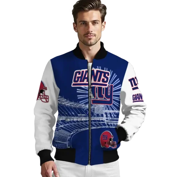 custom new york giants ferris arena blue white bomber jacket high quality