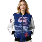 custom new york giants ferris arena blue white bomber jacket best selling