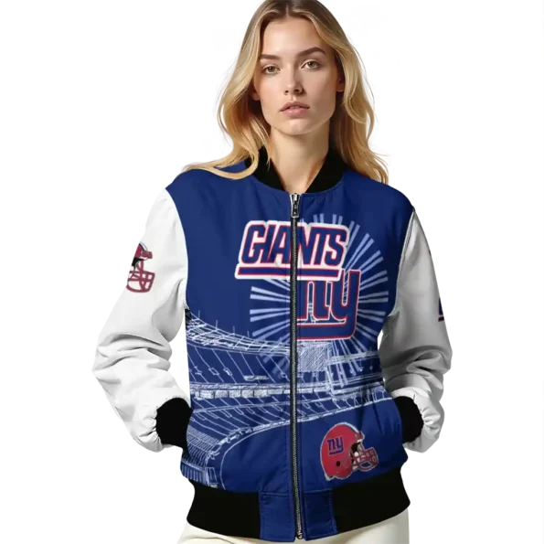 custom new york giants ferris arena blue white bomber jacket latest model
