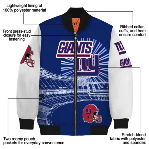 custom new york giants ferris arena blue white bomber jacket new arrival