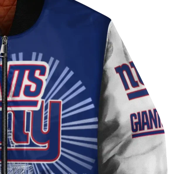 custom new york giants ferris arena blue white bomber jacket premium grade