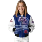 custom new york giants ferris arena blue white bomber jacket best selling