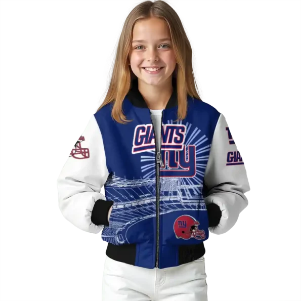 custom new york giants ferris arena blue white bomber jacket top rated