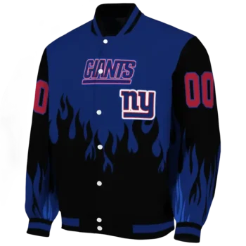 custom new york giants flame border blue black varsity jacket best selling