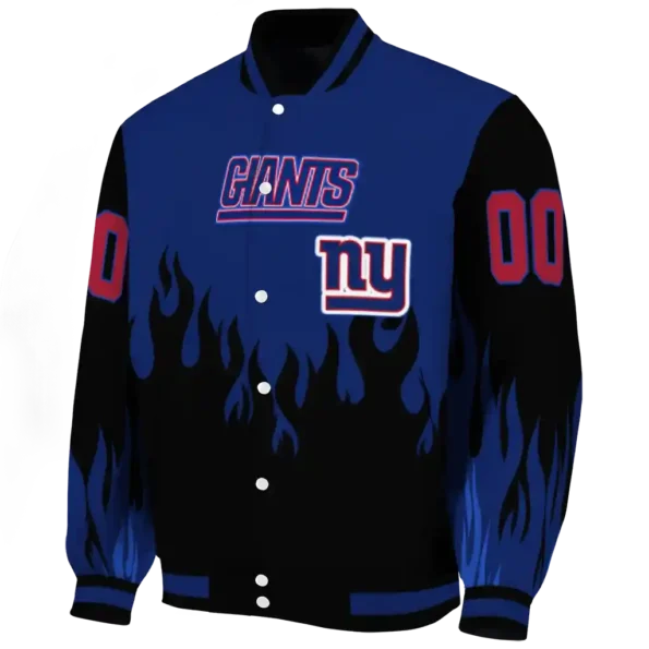 custom new york giants flame border blue black varsity jacket best selling