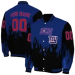 custom new york giants flame border blue black varsity jacket best selling