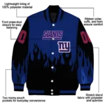 custom new york giants flame border blue black varsity jacket best selling