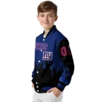 custom new york giants flame border blue black varsity jacket best selling
