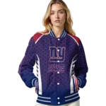 custom new york giants hexagon grid blue varsity jacket best selling
