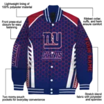 custom new york giants hexagon grid blue varsity jacket best selling