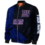 custom new york giants hexagon mesh blue black bomber jacket best selling
