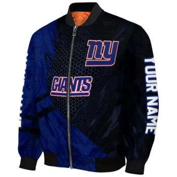 custom new york giants hexagon mesh blue black bomber jacket best selling