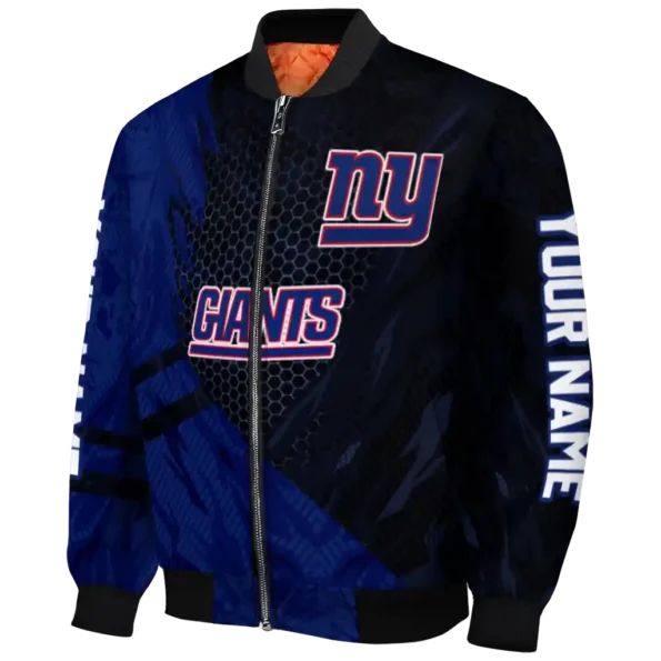 custom new york giants hexagon mesh blue black bomber jacket best selling