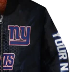 custom new york giants hexagon mesh blue black bomber jacket best selling