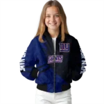 custom new york giants hexagon mesh blue black bomber jacket best selling