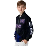 custom new york giants hexagon mesh blue black bomber jacket best selling