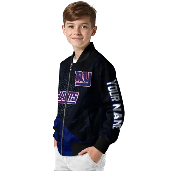 custom new york giants hexagon mesh blue black bomber jacket trendy