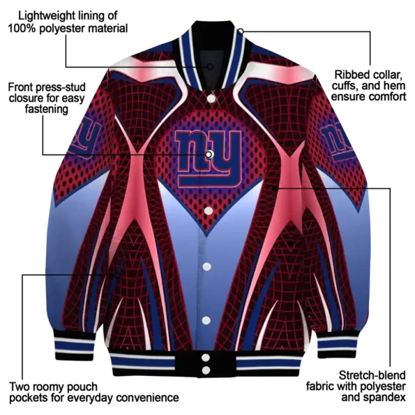 custom new york giants mesh chest red crocs black varsity jacket new arrival