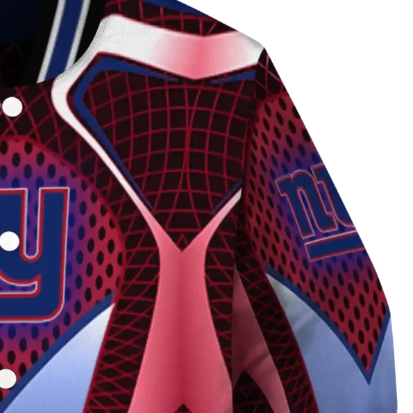 custom new york giants mesh chest red crocs black varsity jacket premium grade