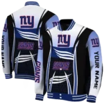custom new york giants mesh effect blue black varsity jacket best selling