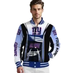 custom new york giants mesh effect blue black varsity jacket best selling