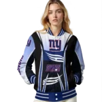 custom new york giants mesh effect blue black varsity jacket best selling