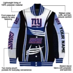custom new york giants mesh effect blue black varsity jacket best selling