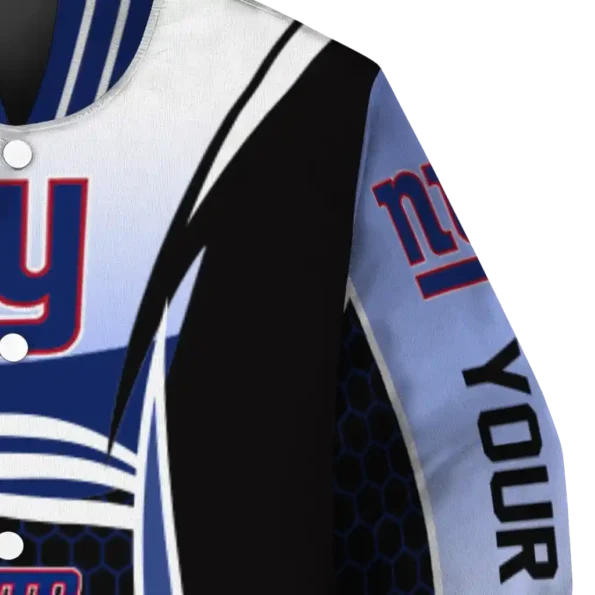 custom new york giants mesh effect blue black varsity jacket premium grade