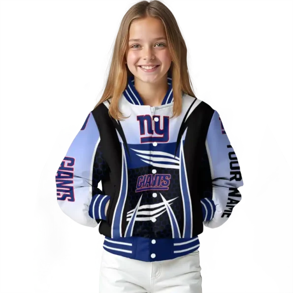 custom new york giants mesh effect blue black varsity jacket top rated