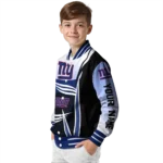 custom new york giants mesh effect blue black varsity jacket best selling