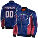 custom new york giants power plate blue bomber jacket best selling