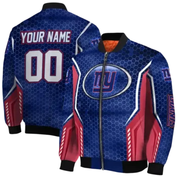 custom new york giants power plate blue bomber jacket fashion forward