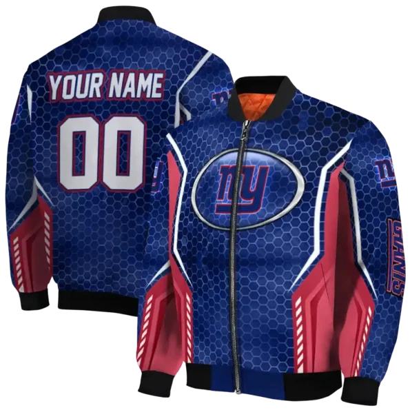 custom new york giants power plate blue bomber jacket fashion forward