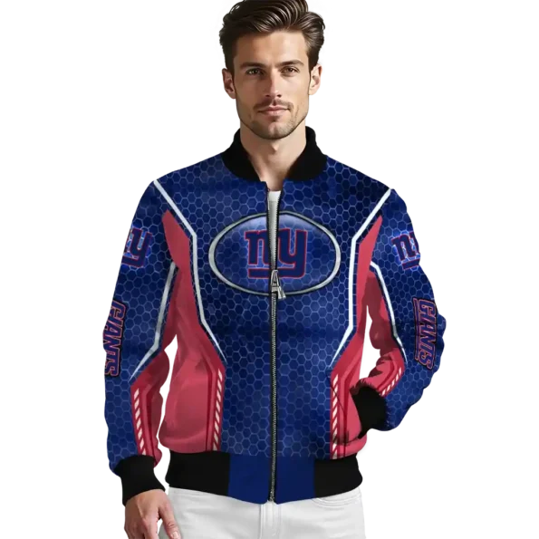 custom new york giants power plate blue bomber jacket high quality
