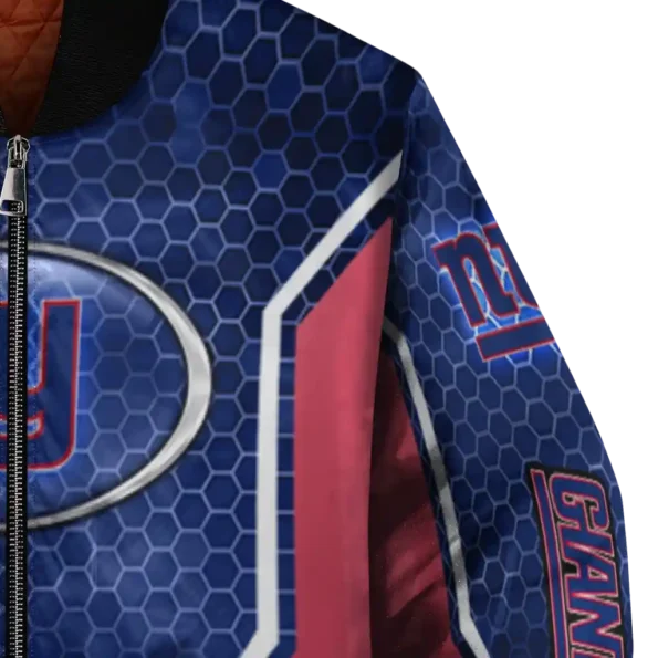 custom new york giants power plate blue bomber jacket premium grade