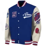custom new york giants razorback outline blue nude varsity jacket best selling