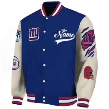 custom new york giants razorback outline blue nude varsity jacket best selling