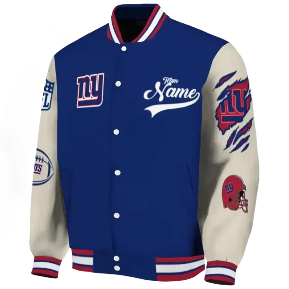 custom new york giants razorback outline blue nude varsity jacket best selling