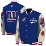 custom new york giants razorback outline blue nude varsity jacket best selling