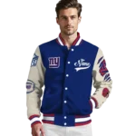 custom new york giants razorback outline blue nude varsity jacket best selling