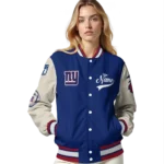 custom new york giants razorback outline blue nude varsity jacket best selling
