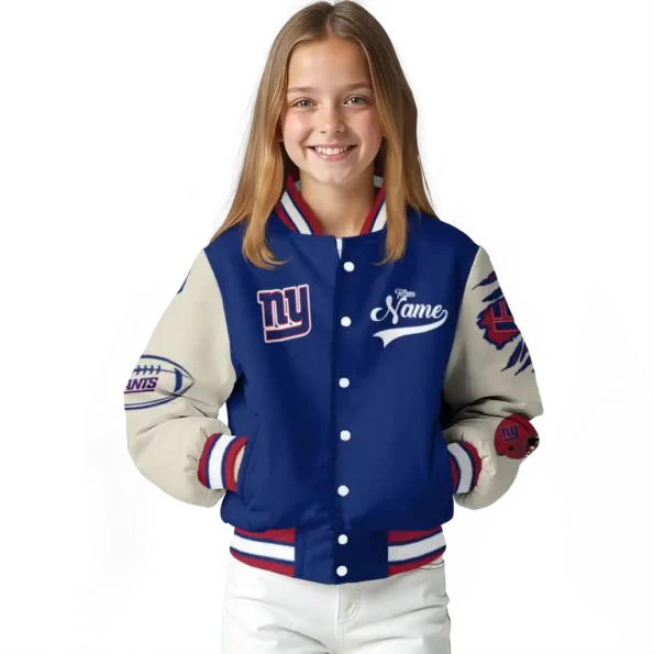 custom new york giants razorback outline blue nude varsity jacket top rated