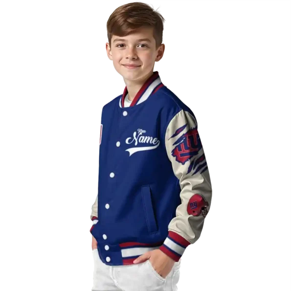 custom new york giants razorback outline blue nude varsity jacket trendy