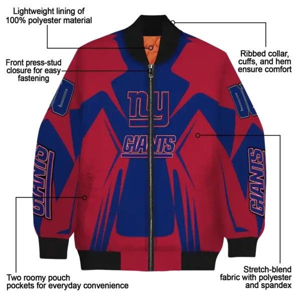 custom new york giants spider mark blue red crocs bomber jacket new arrival