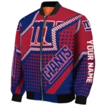 custom new york giants star burst blue bomber jacket best selling