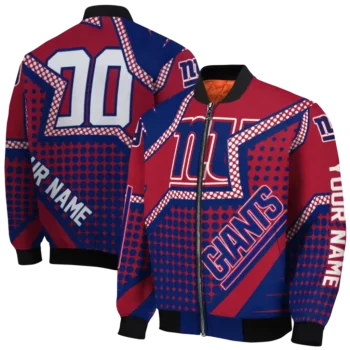 custom new york giants star burst blue bomber jacket fashion forward