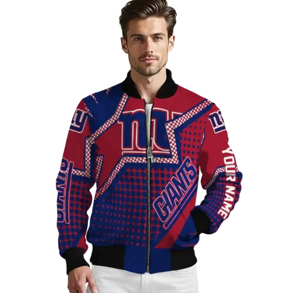 custom new york giants star burst blue bomber jacket high quality
