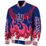 custom new york giants winged blaze blue white varsity jacket best selling